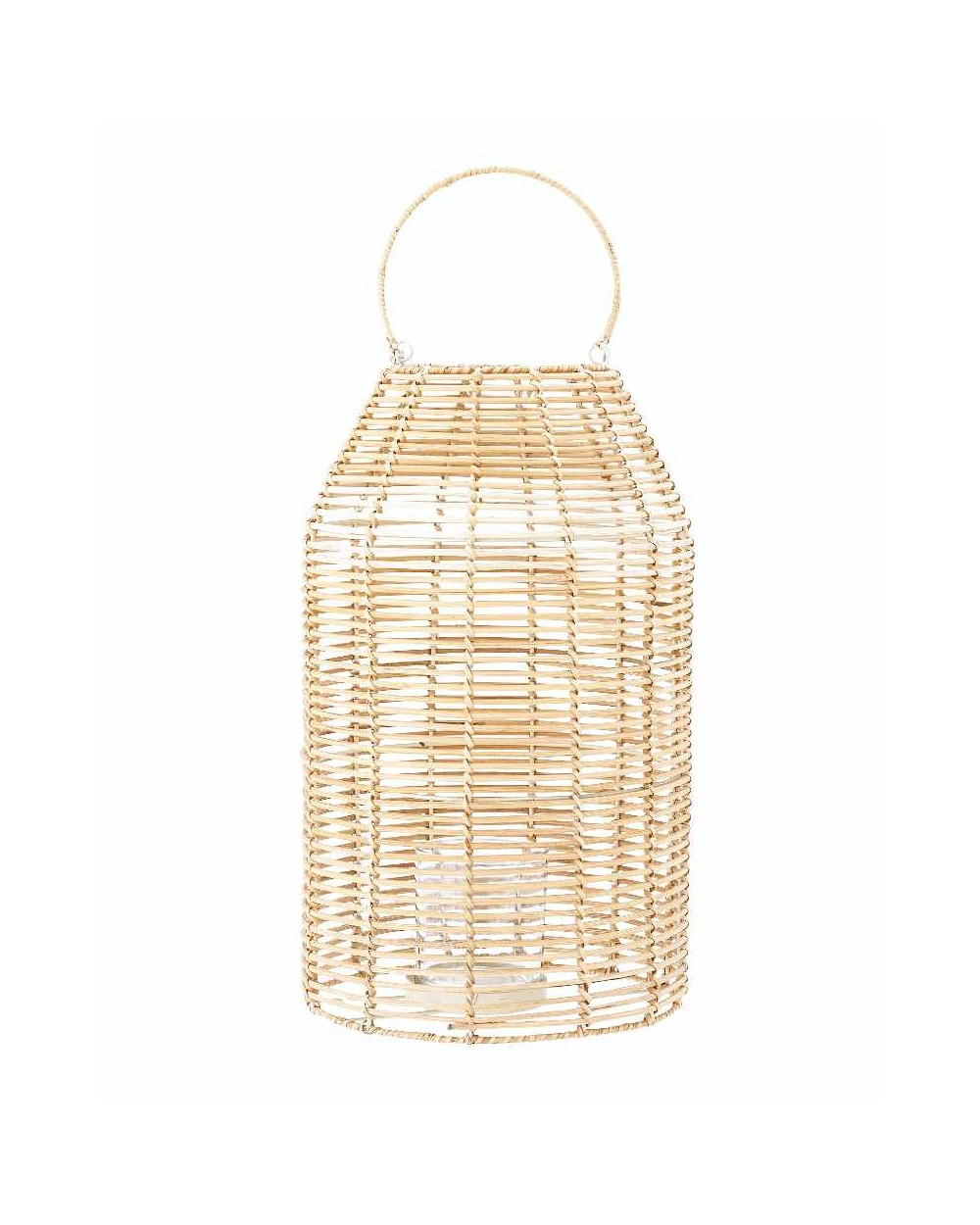 Ferdi Laterne mit Glas, Natur, Rattan